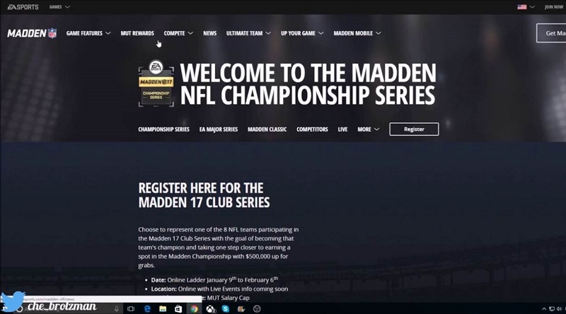 NFL Club EA Announcement Screen Image