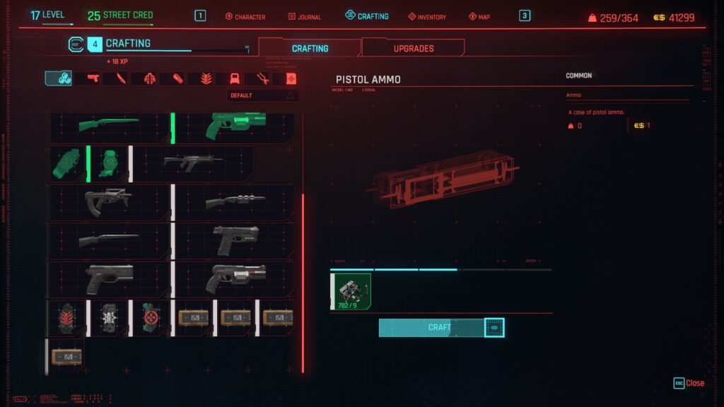 Crafting Ammo Cyberpunk 2077