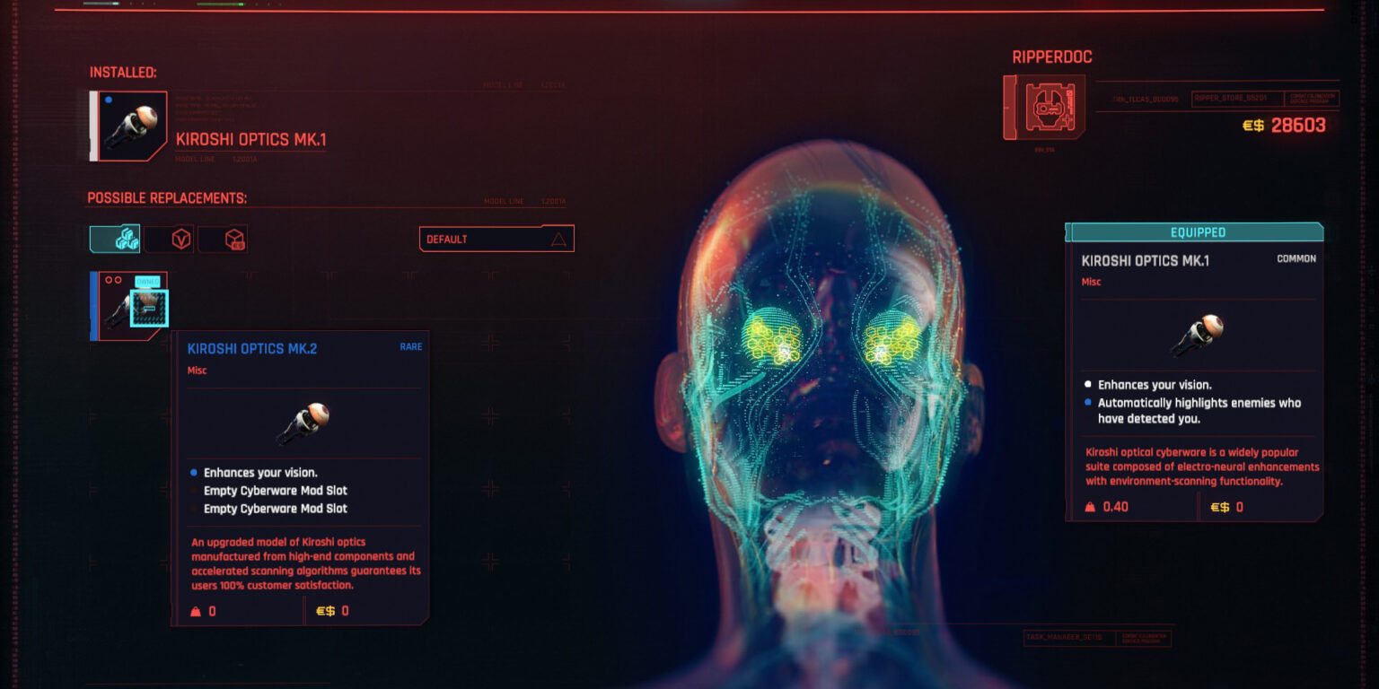 Face (Ocular System): Cyberpunk 2077 Cyberware - EIP Gaming