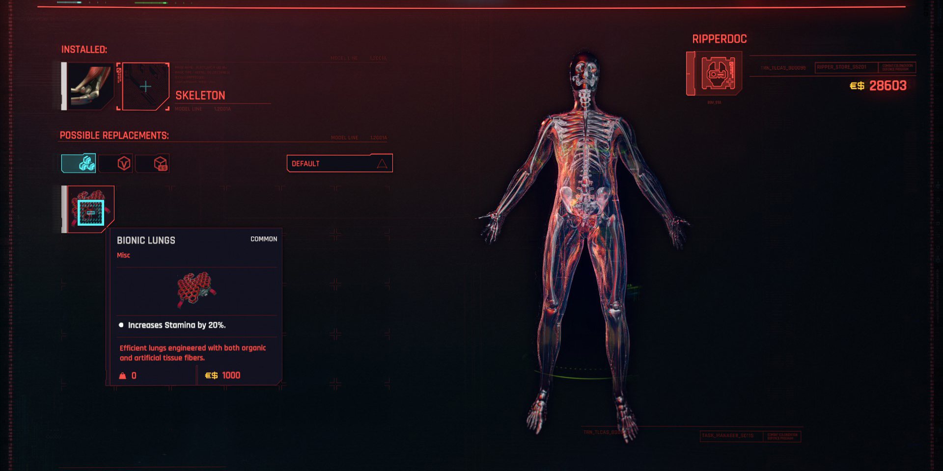 Cyberpunk 2077 Cyberware Guide Skeleton
