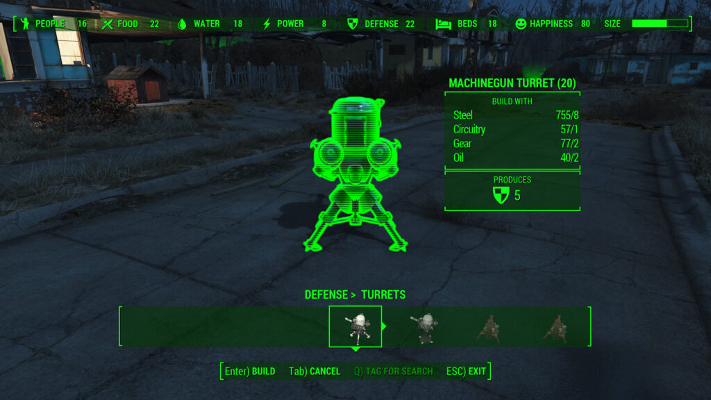 fallout 4 settlement defense turret construction materials