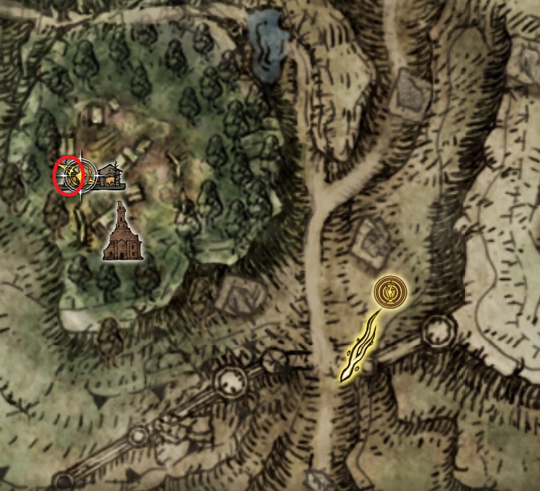 flame crest wooden shield location map elden ring