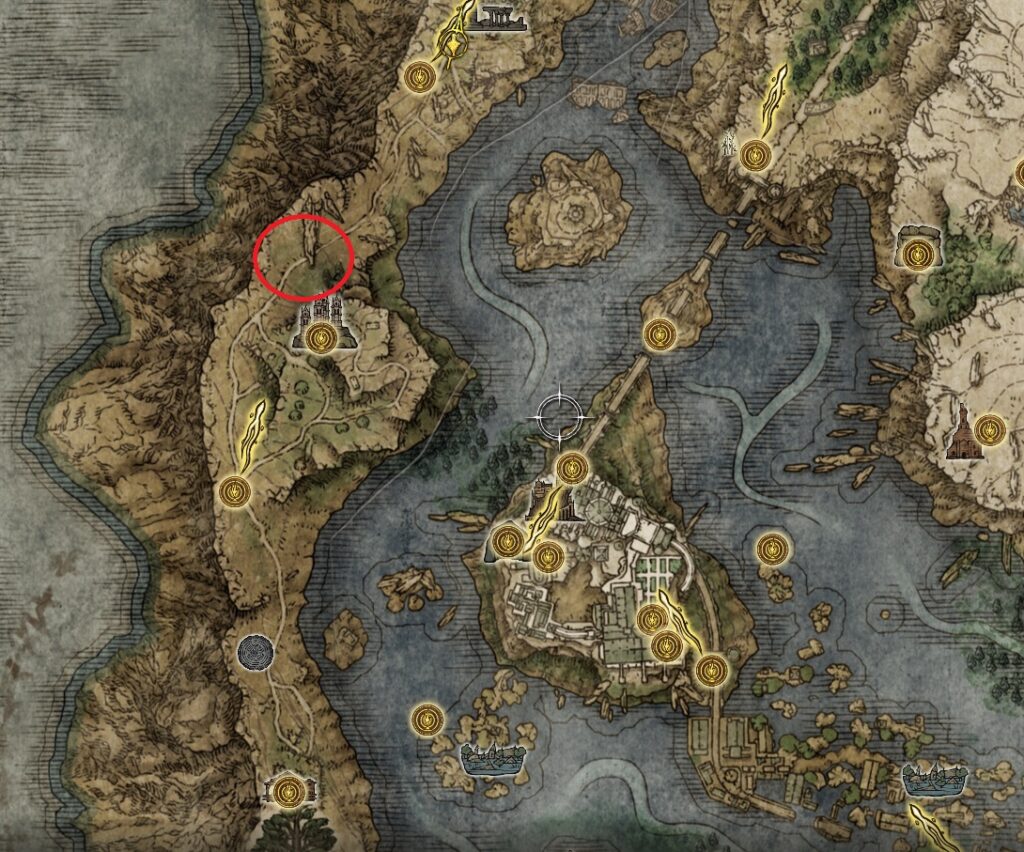 caravan western liurnia carian knight sword location map elden ring