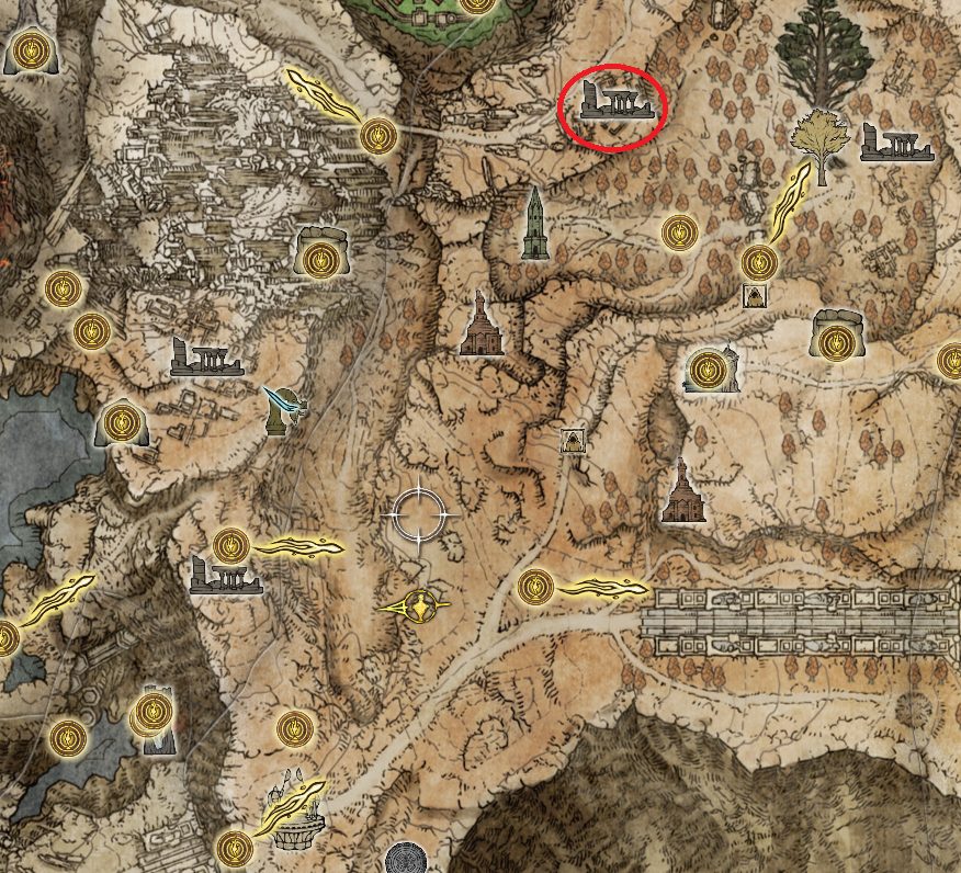 location of writheblood ruins map elden ring