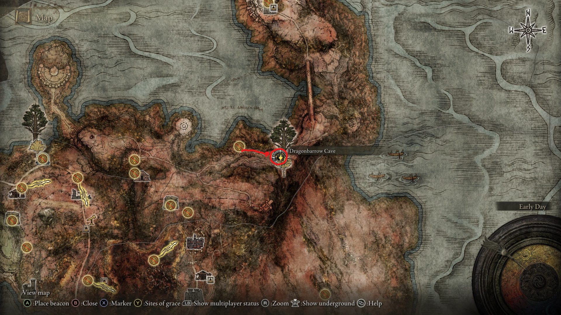 dragonbarrow cave map location 2 elden ring