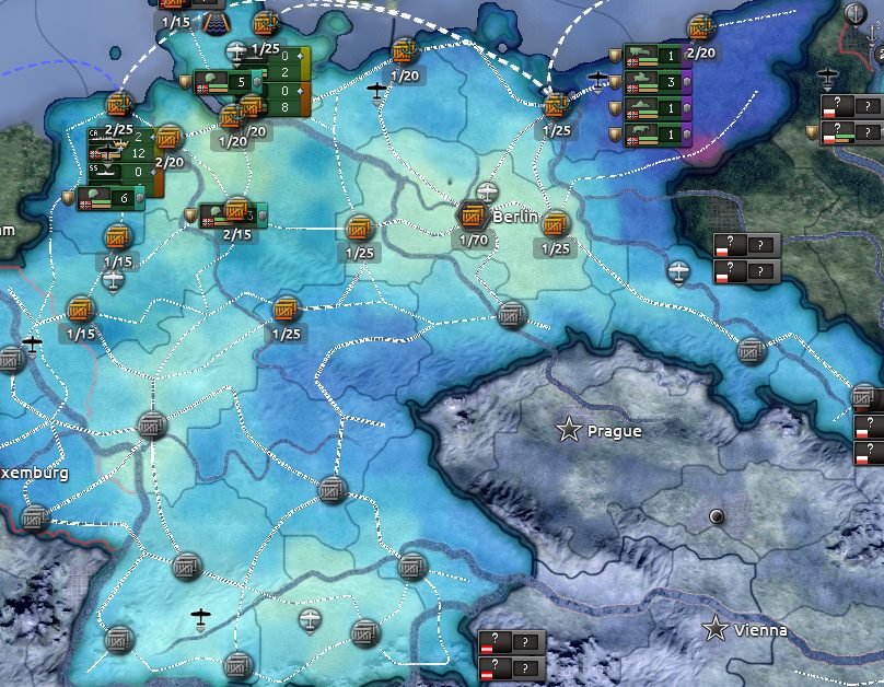 The supply network of Germany in 1936 in Hearts of Iron IV.