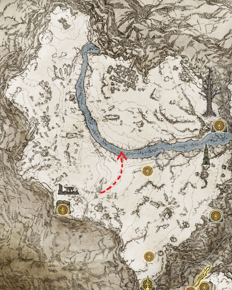 location of flowing curved sword cart consecrated snowfield elden ring