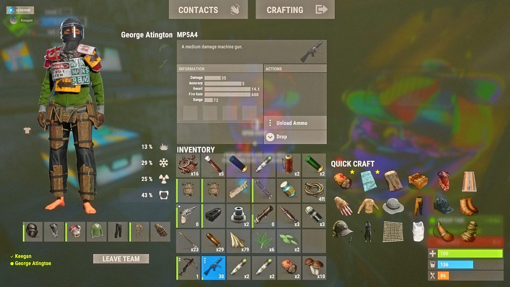 open world survival crafting games rust inventory items