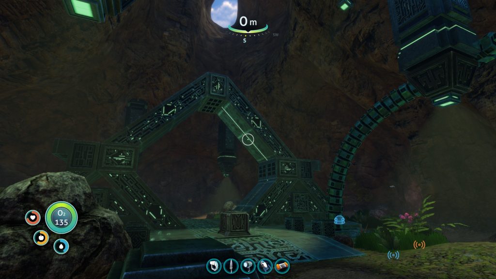 open world survival crafting games subnautica island cave alien teleporter