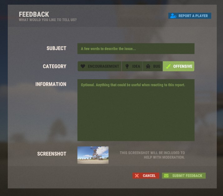 rust july patch new offensive content report ui