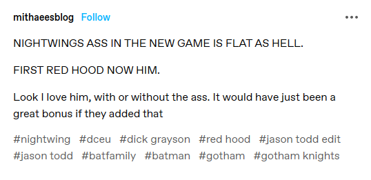 gotham knights tumblr nightwing butt reactions