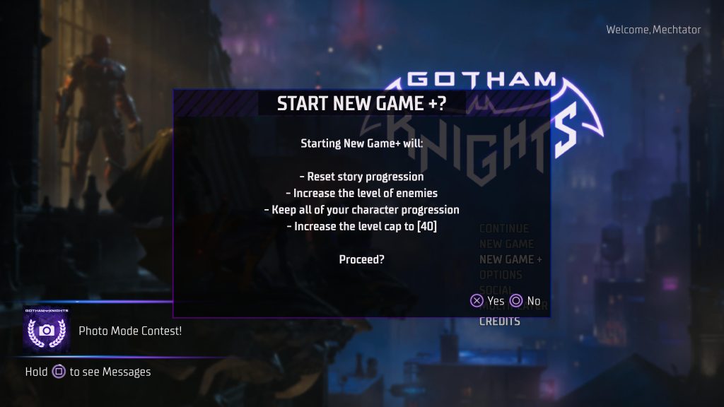 new game plus gotham knights level cap story reset harder monsters