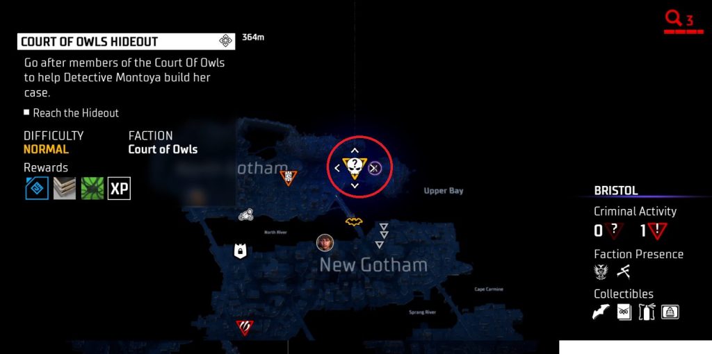 hideout on map little birds mission 5.1 gotham knights