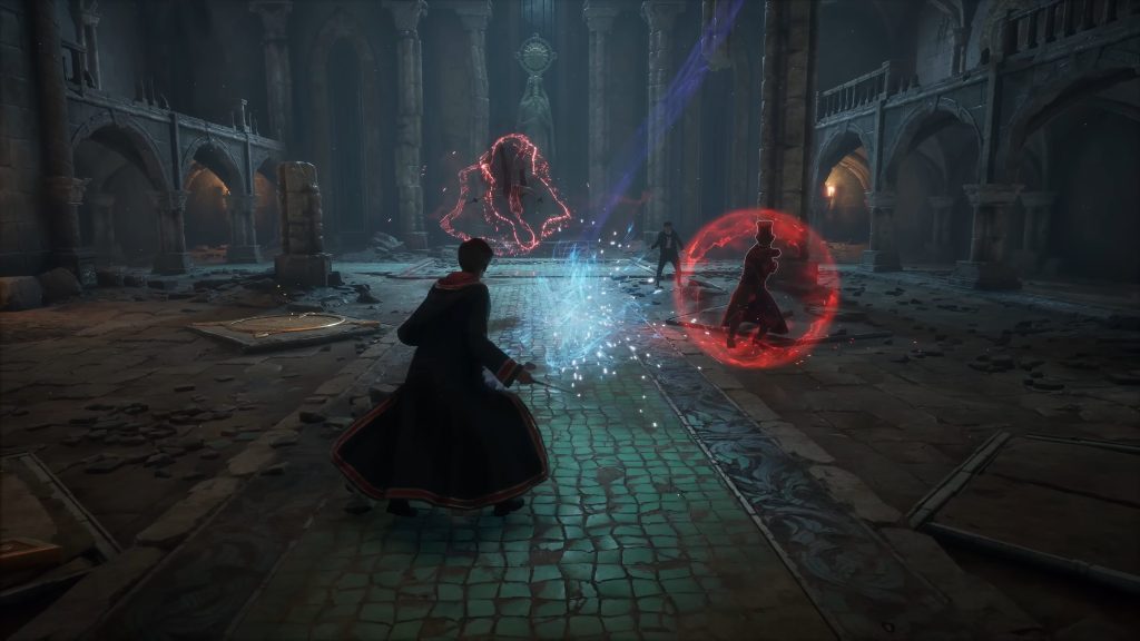 Example of Spell Deflection and the "Protego" Barrier in Combat - Hogwarts Legacy
