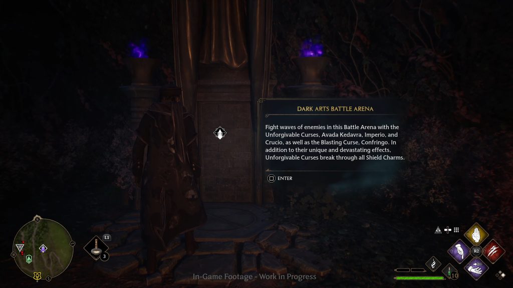 entering dark arts battle arena hogwarts legacy gameplay showcase ii