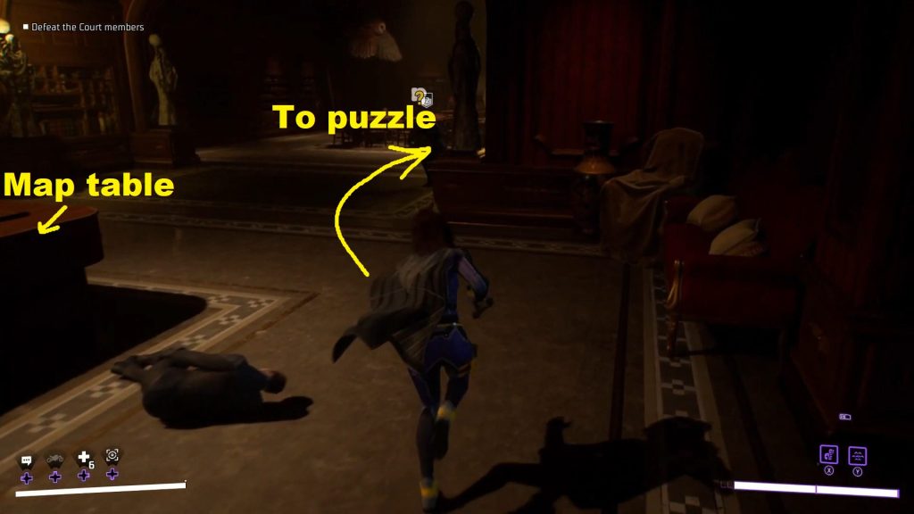 docieka do pokoju zagadek, jak rozwiązać puzzle podłogowe w hotelu Orchard Gotham Knights