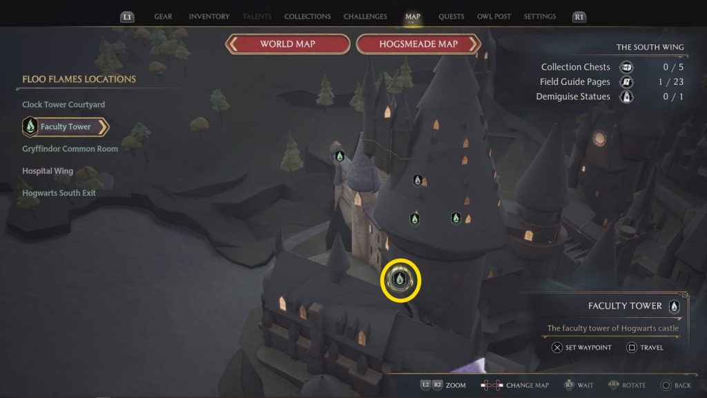 hogwarts legacy 'dissending' for sweets statue map