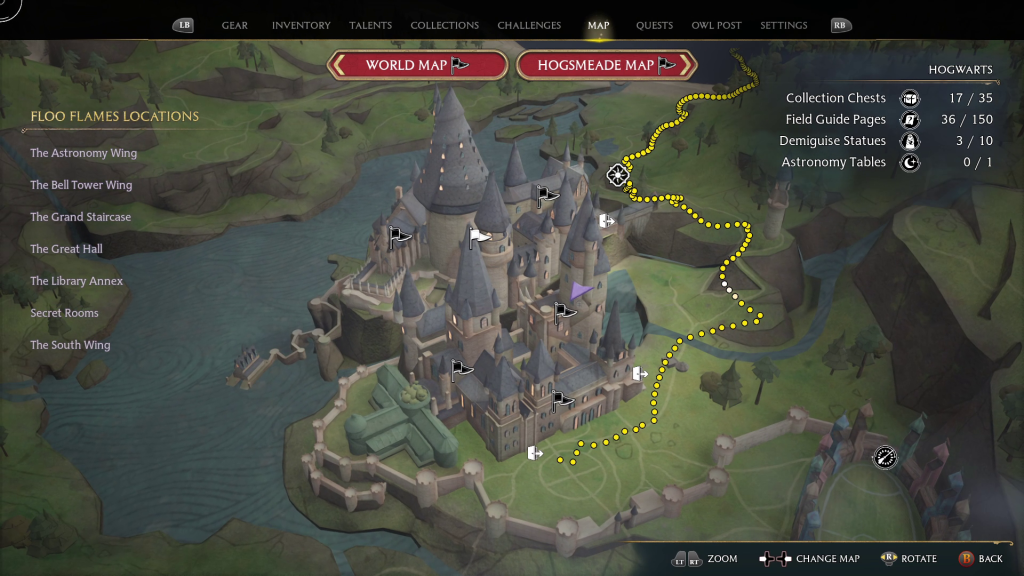 hogwarts legacy floo flame guide hogwarts map