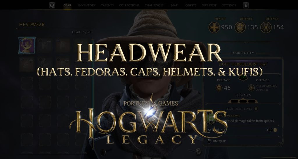 hogwarts legacy headwear (hats, fedoras, caps, helmets, & kufis)