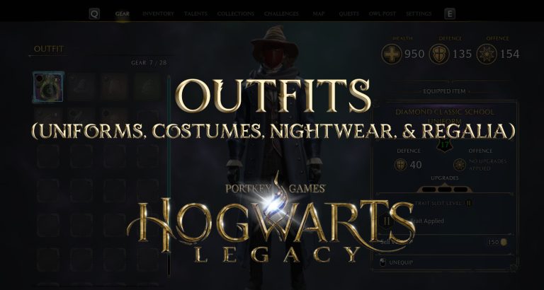 hogwarts legacy outfits (uniforms, costumes, nightwear, & regalia)