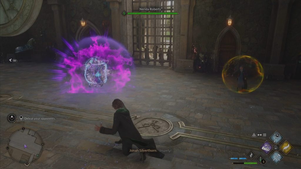 stupefy used succesfully to break a violet shield hogwarts legacy