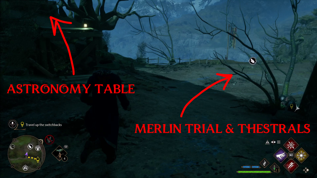 routing to merlin trial thestrals astronomy table in the shadow of the mountain quest walkthrough hogwarts legacy