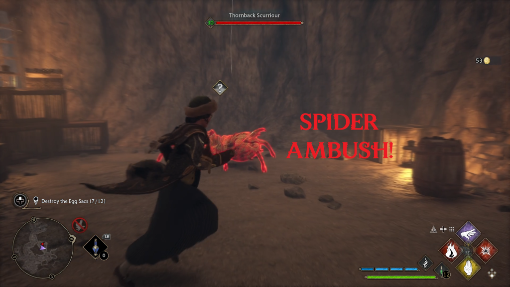 hogwarts legacy tangled web 12 3 spider ambush