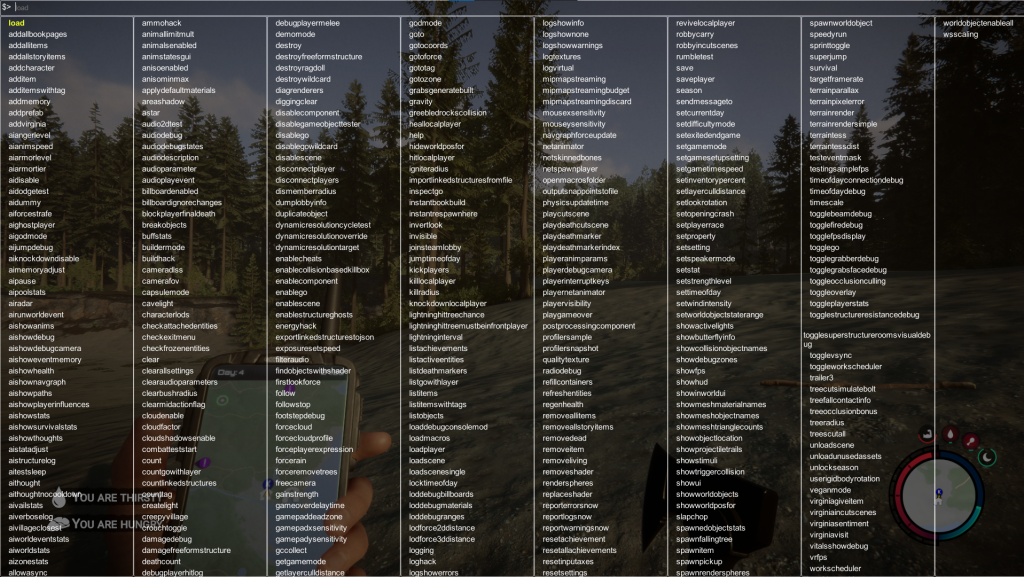 entire list console commands sons of the forest guide