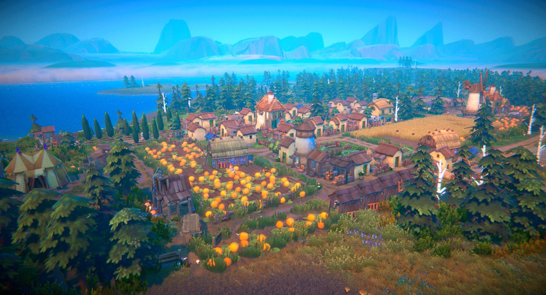 fabledom featured image early access impressions view of pumpkin town