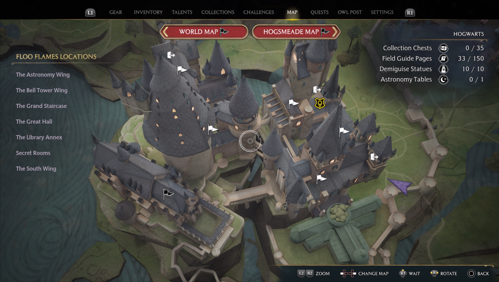 hogwarts legacy field guide castle ramparts map