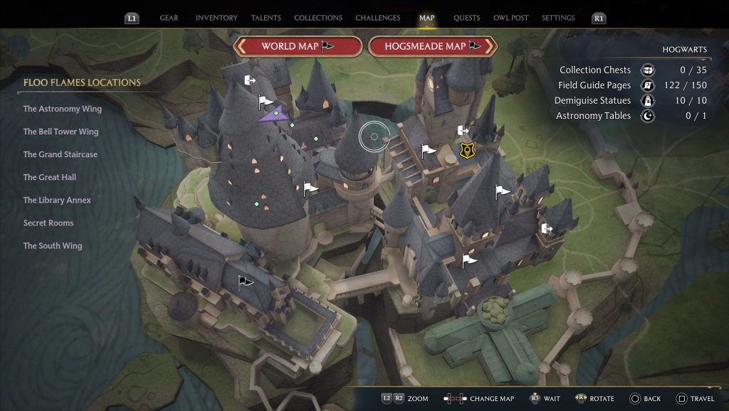 hogwarts legacy field guide unicorn fountain map