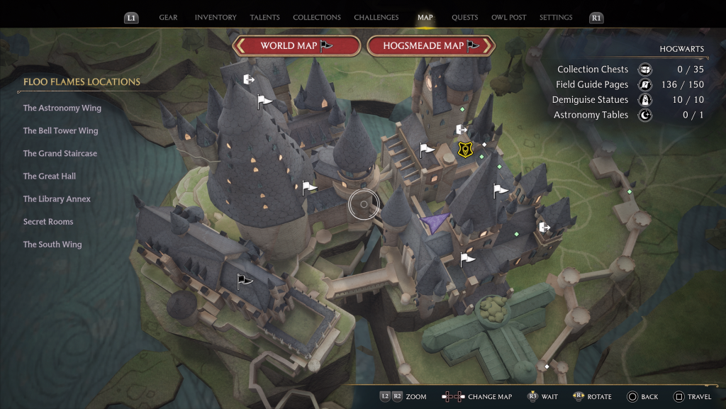 hogwarts legacy field guide alchemy class dragon brazier map