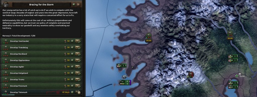hearts of iron 4 arms against tyranny norway development system