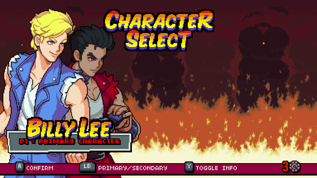 double dragon gaiden preview character select screen