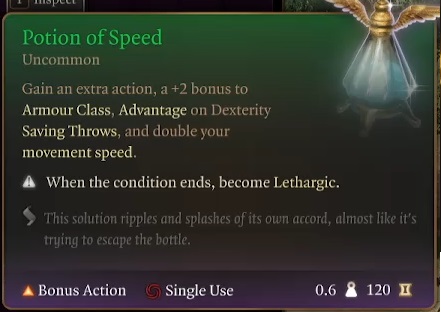 baldurs gate 3 armour guide potion of speed