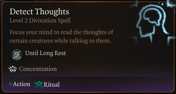 baldurs gate 3 detect thoughts spell tooltip