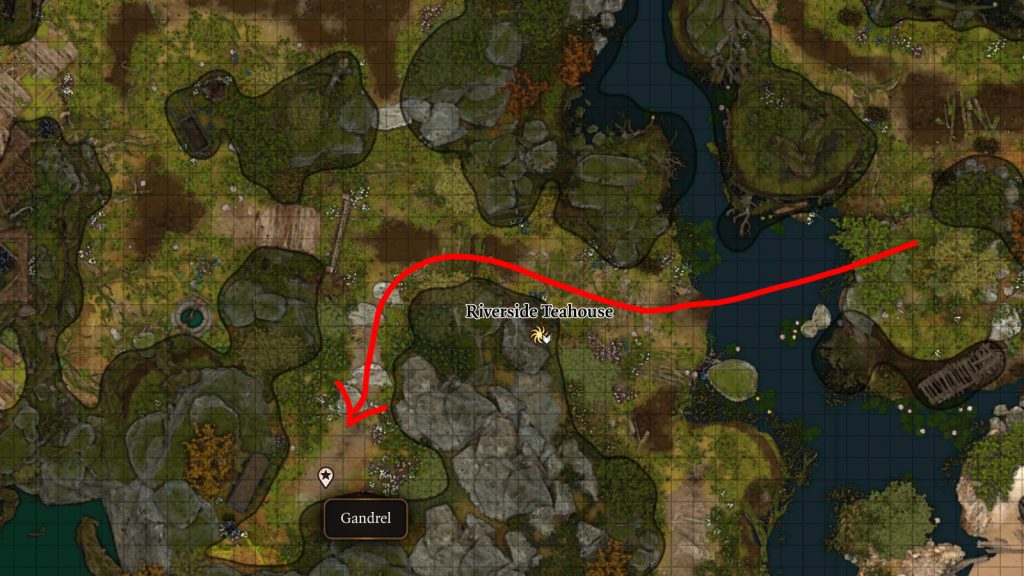 baldurs gate 3 sunlit wetlands and putrid bog druid gandrel map