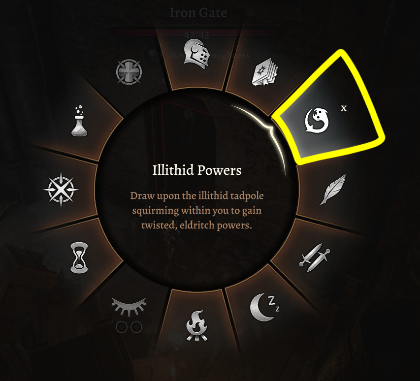 illithid powers option on menu gamepad baldurs gate 3 1