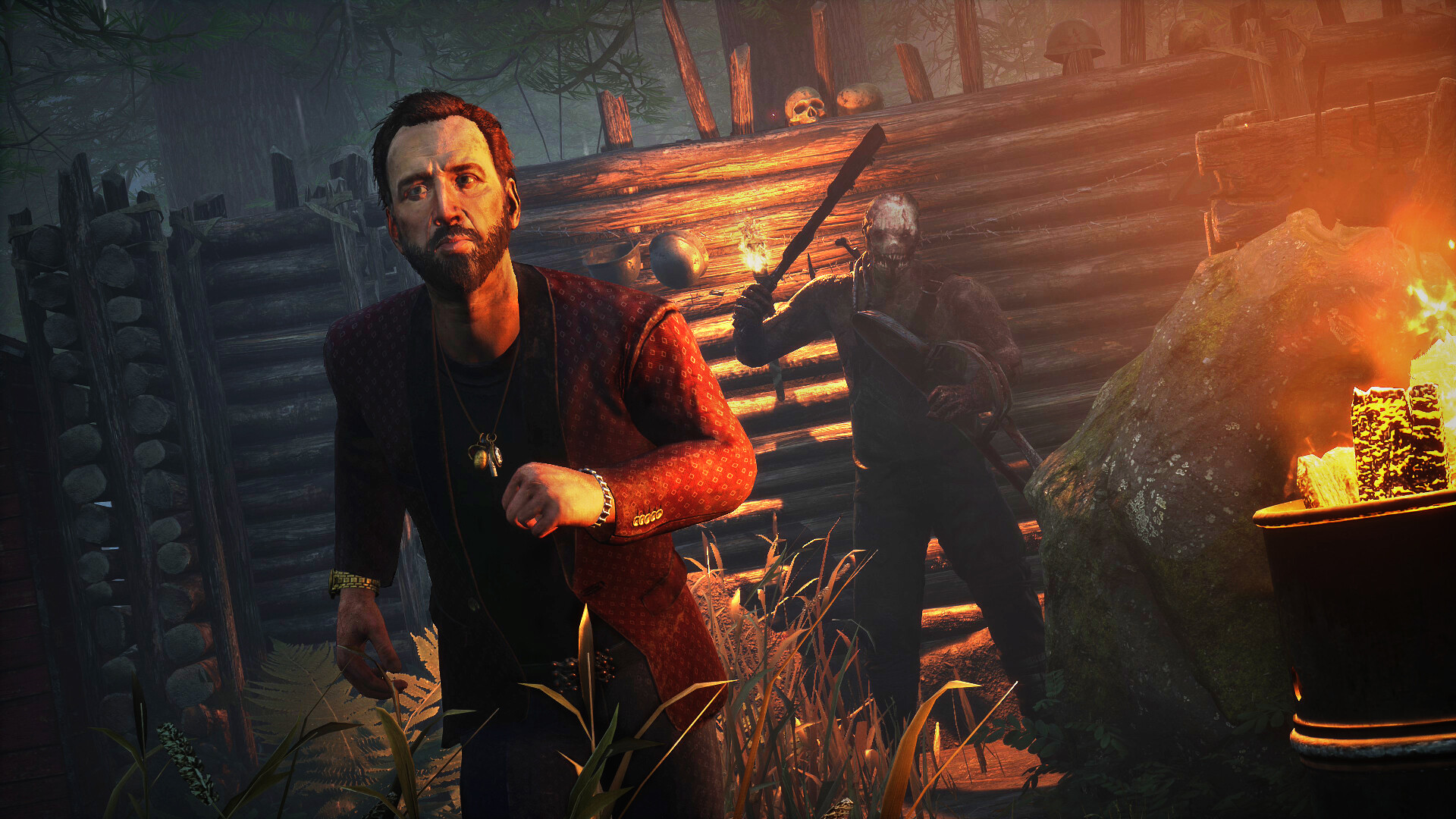 nicolas cage running from trapper dead by daylight dlc