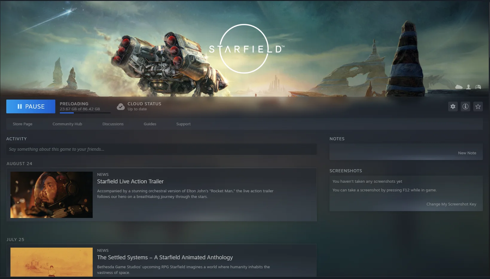 Starfield SteamDB update hints at potential delay and new release window