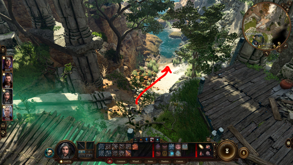 routing to jump over water to chest the emerald grove baldurs gate 3