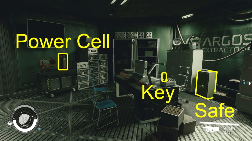 power cell and safe in office starfield back to vectera walkthrough v2