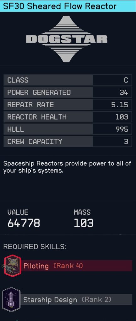 starfield parts guide level 40 c reactor