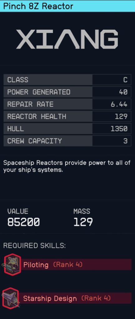 starfield parts guide level 60 reactor v2
