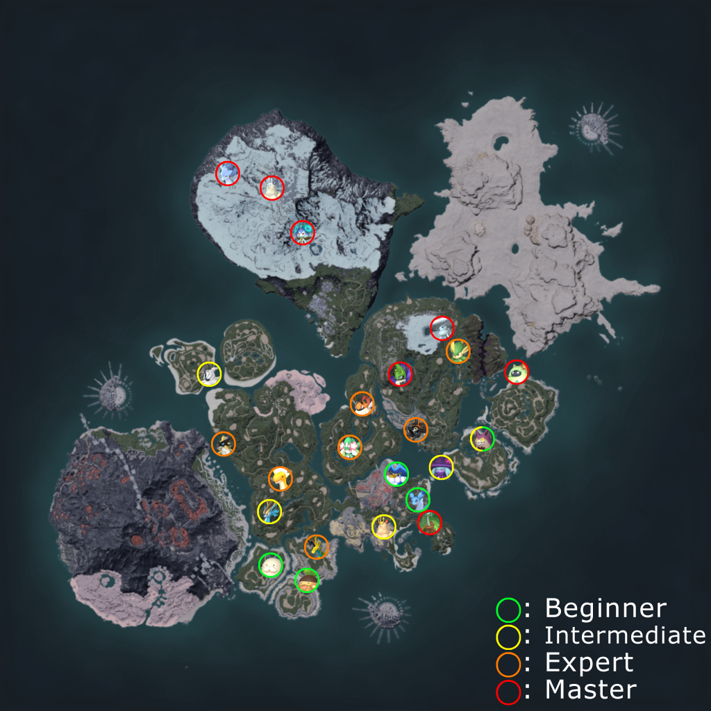 palworld xp guide full map