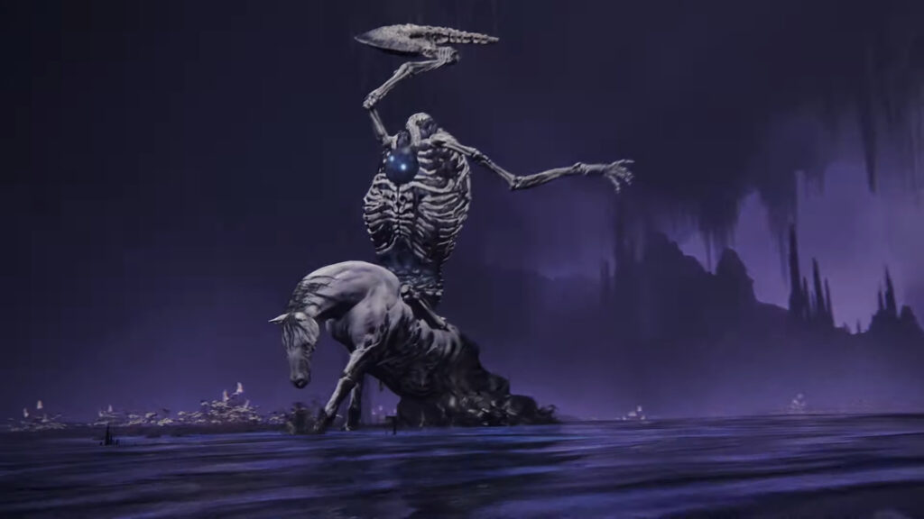 35 skeletal knight weird proporitions underground rotting horse bone scythe