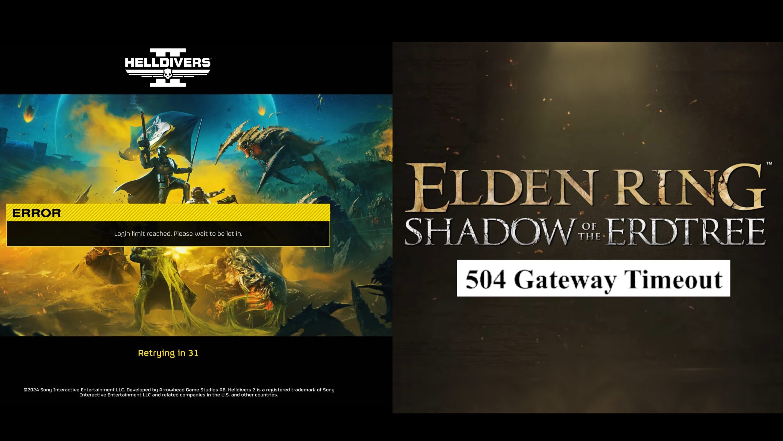 Shadow of the Erdtree and Helldivers 2 Servers Racing to Let Me Use Them