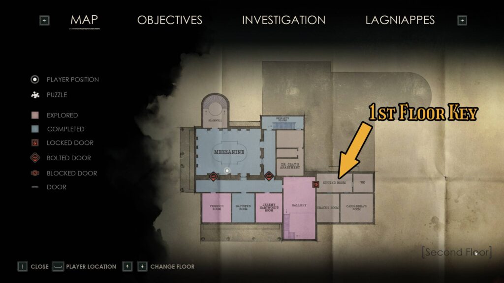 alone in the dark 1st floor key map v1