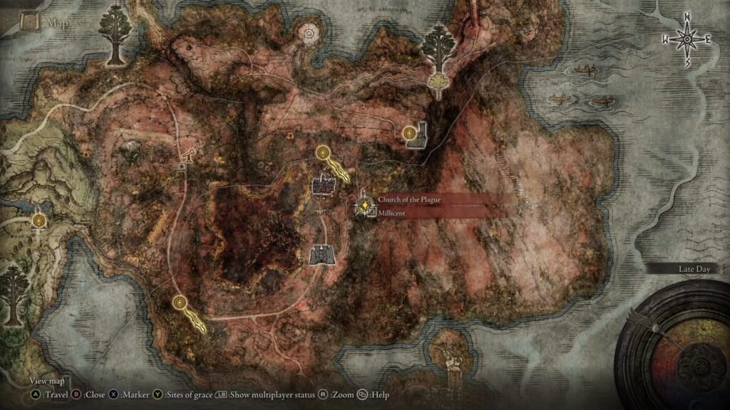 elden ring returning player guide church of plague tear map