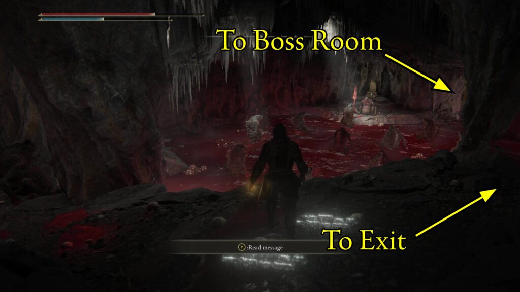 elden ring rivermouth cave guide boss room and exit